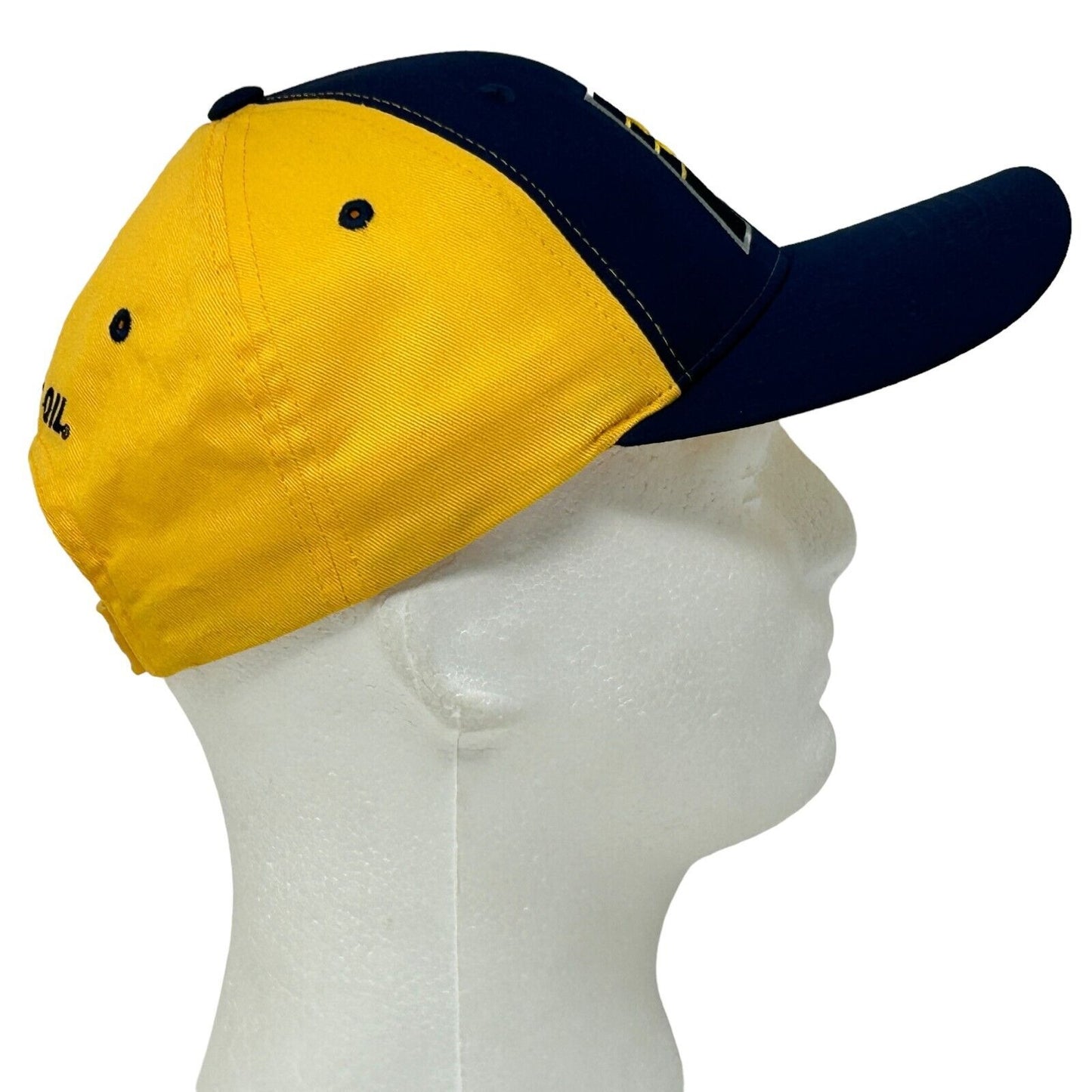 Gorra de béisbol Lucas Oil de los Indiana Pacers, color amarillo y azul, con correa trasera de baloncesto de la NBA