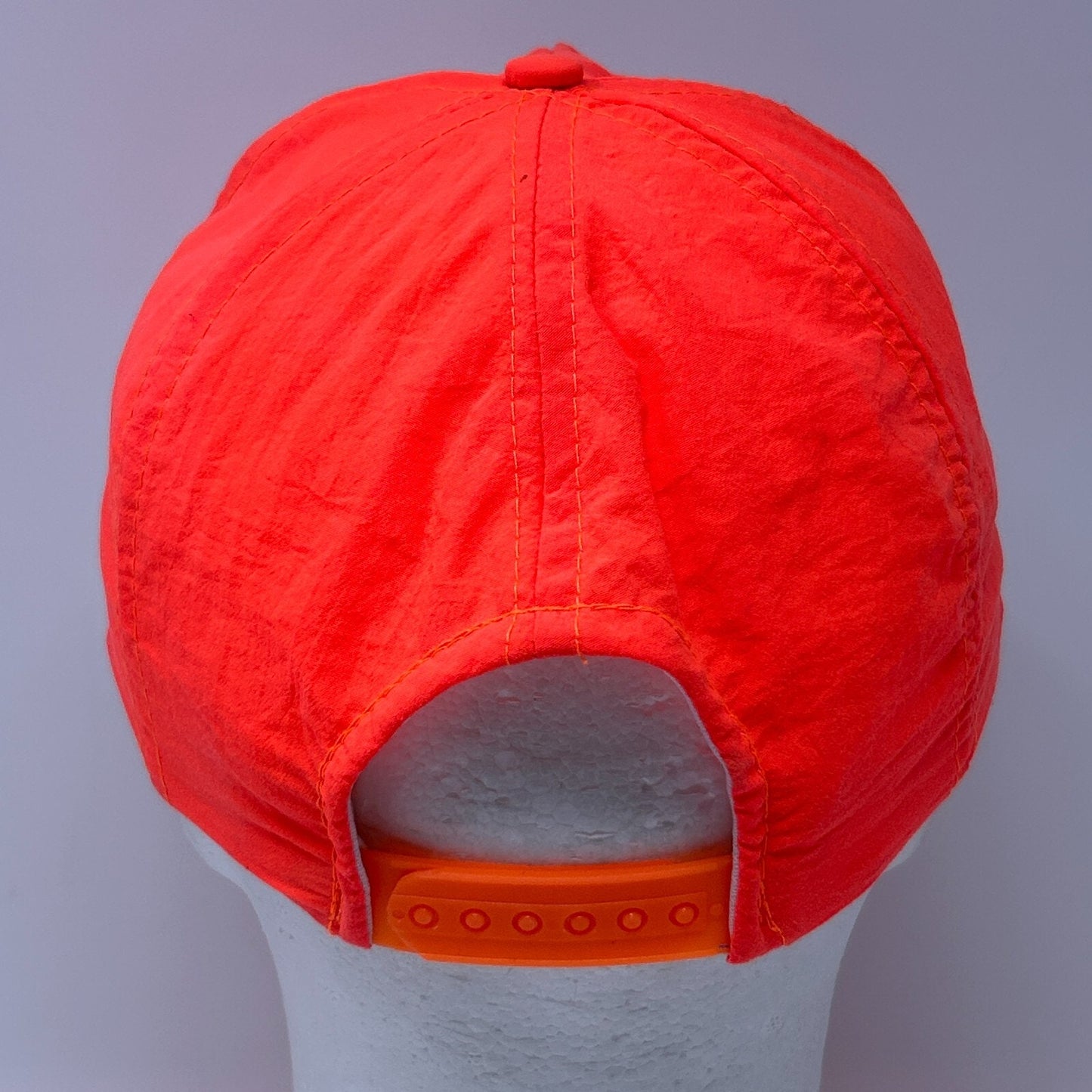 Vintage 90s Quantum Fishing Reels Hat Cap Blaze Orange Snapback Fisherman Rope