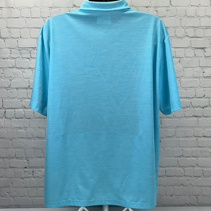 Ocean + Coast 2XLT Tall Polo Shirt Aqua Blue USA Flag Marlin Fishing Golf