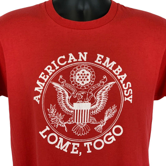 American US Embassy Lome Togo Vintage 80s T Shirt Africa Made In USA Tee Medium