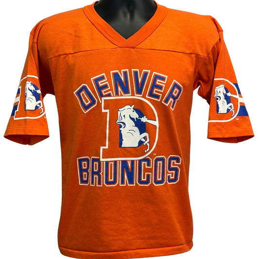 Denver Broncos Vintage 80s T Shirt Small NFL Football Made In USA Mens Orange