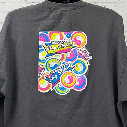 T&C Surf Designs Hawaii Stay Stoked Long Sleeve T Shirt 3XL XXXL Gray Surf Tee
