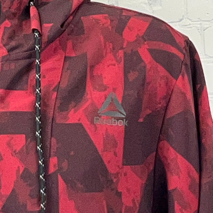 Reebok Half 1/2 Zip Anorak Hoodie Hooded Jacket Windbreaker Pockets Red M Medium