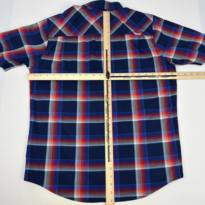 Marmot Button Front Shirt Blue Plaid Shilla Peru Inspired Short Sleeve M Medium