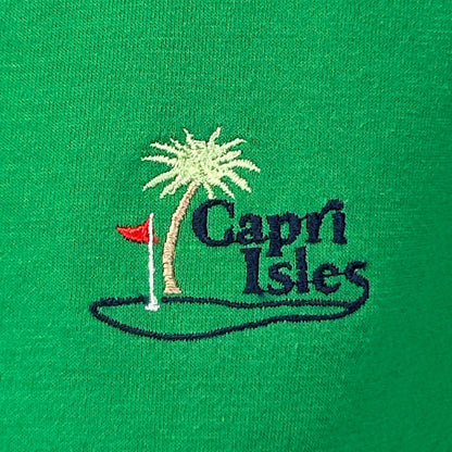 Vintage 80s Capri Isles Golf Club Womens Polo Shirt Venice Florida Green L Large