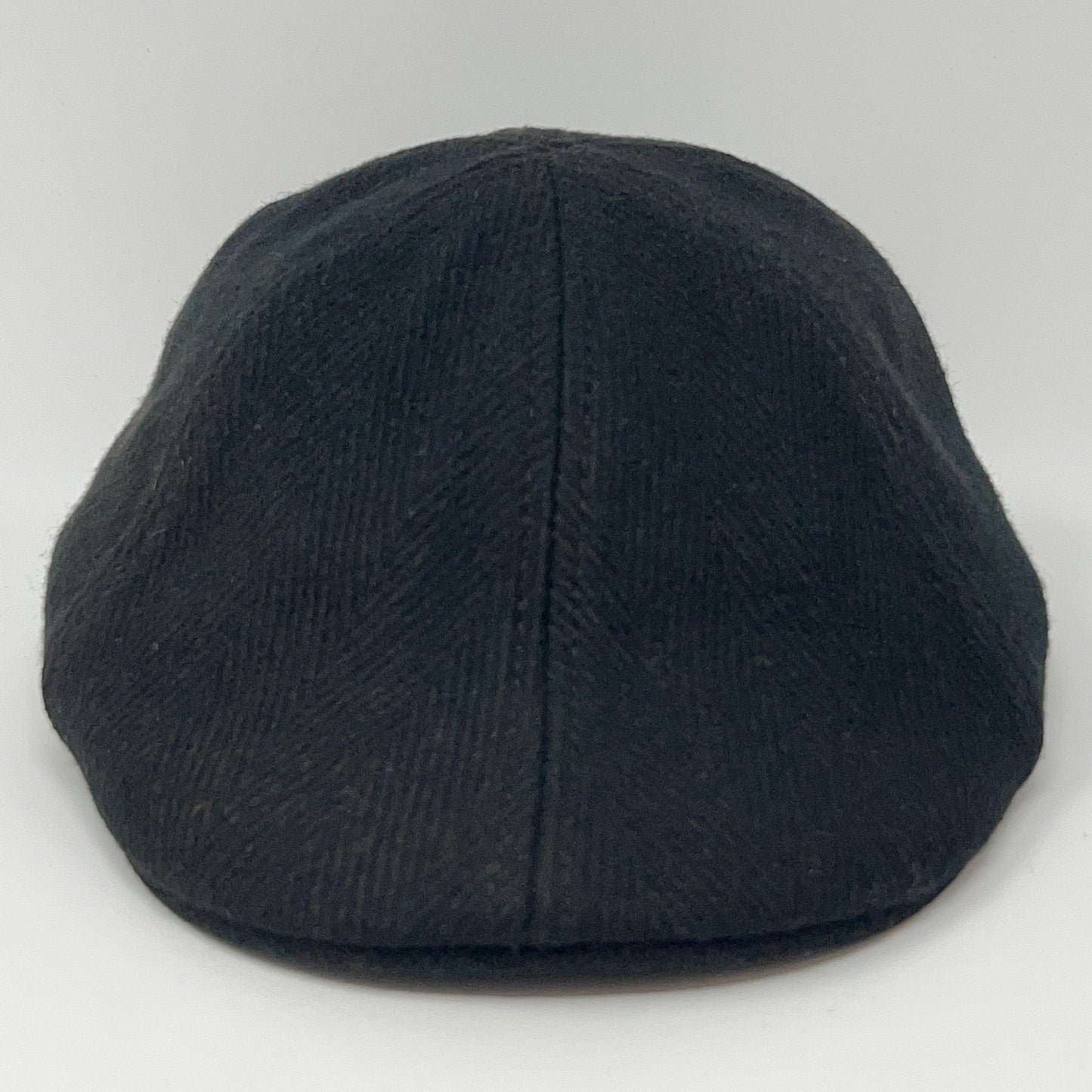 Wool Blend Herringbone Flat Cap Hat Ivy Newsboy Cabbie Driving Scally Black S-M