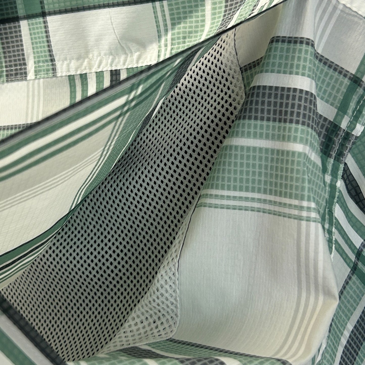 Columbia PFG Super Low Drag Button Front Shirt Fishing SS Plaid Green XL X-Large