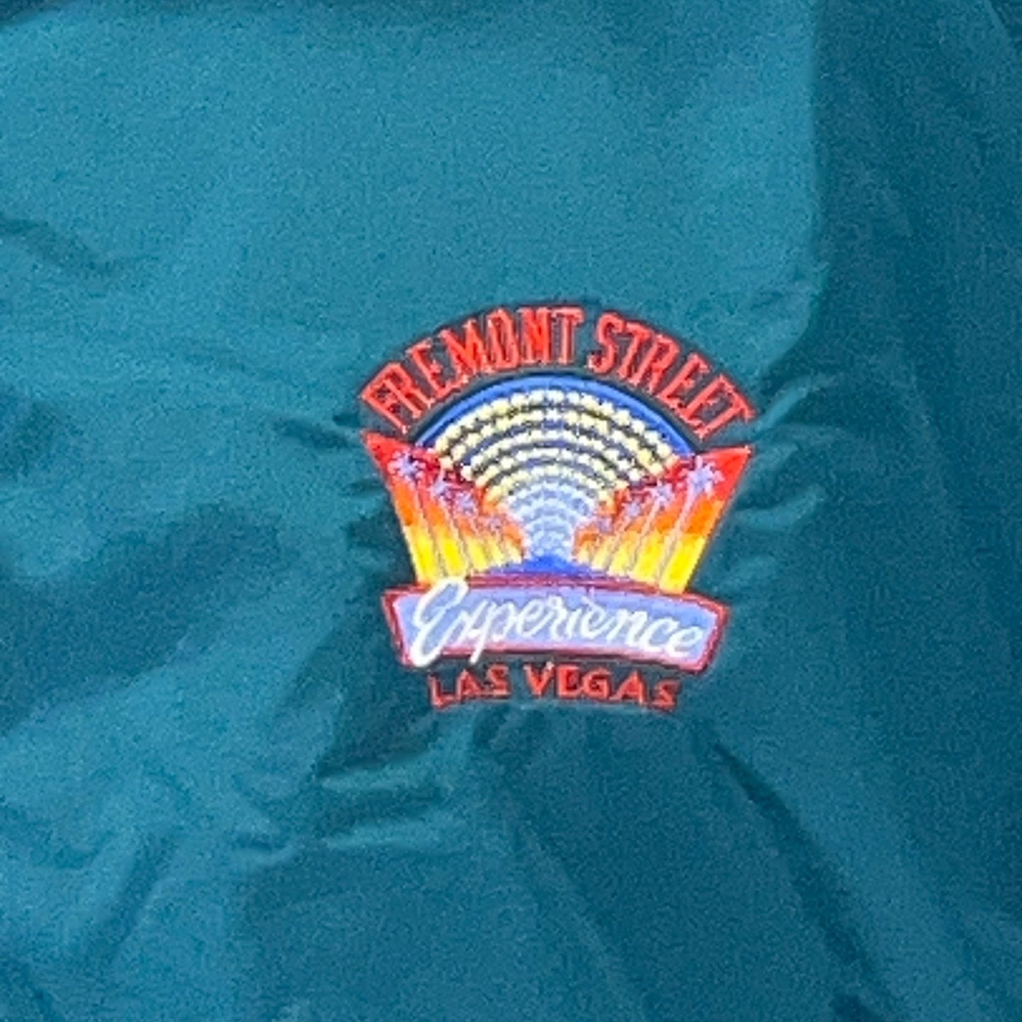 Vintage 90s Fremont Street Experience Bomber Jacket Las Vegas Green Mens L Large