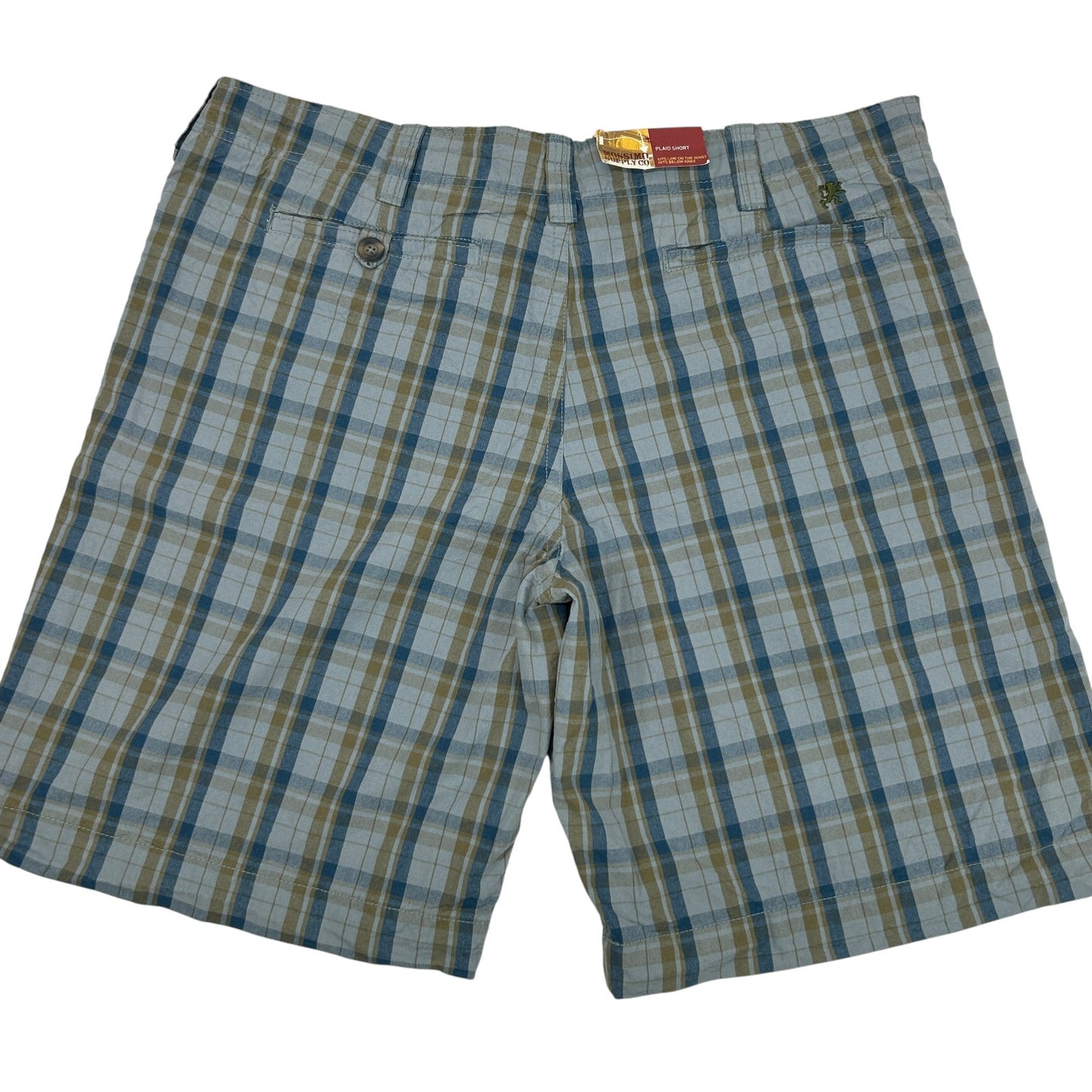Mossimo Plaid Bermuda Shorts Low Waist Flat Front Pockets Cotton Blue 40