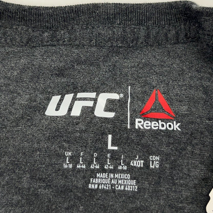 UFC Fight For Yours T Shirt MMA Reebok V Neck Short Sleeve Gray Womens L Large