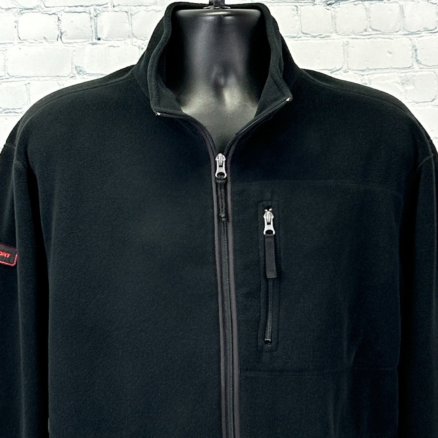 Ralph Lauren Polo Sport Fleece Jacket Polartec Full Zip Pockets Black L Large - Neon Vintage