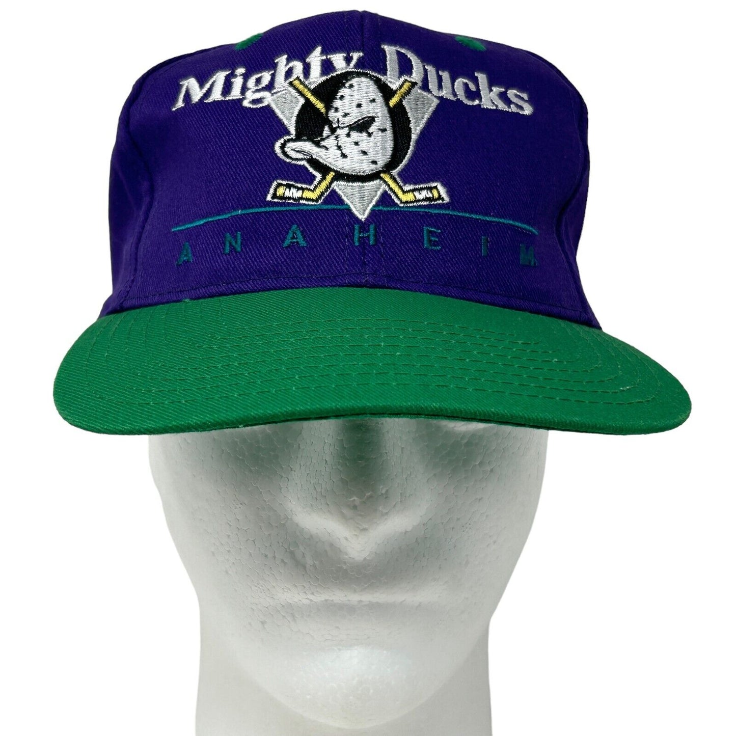 Anaheim Mighty Ducks Hat NHL Hockey Vintage 90s Purple Snapback Baseball Cap