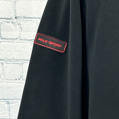 Ralph Lauren Polo Sport Fleece Jacket Polartec Full Zip Pockets Black L Large - Neon Vintage