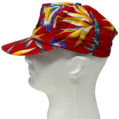 Gorra de béisbol hawaiana roja con estampado floral de K-Products de Jose Cuervo Tequila de los años 90