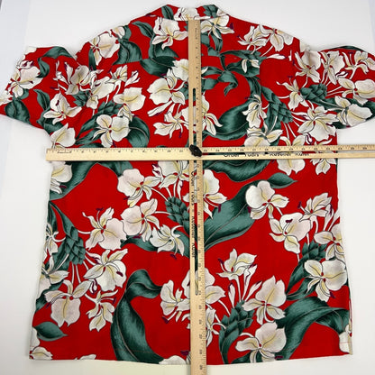 Vintage 90s Hawaiian Reserve Collection Hawaiian Button Front Shirt Red M Medium