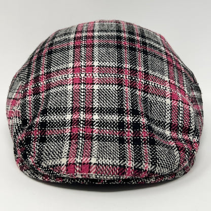 UBI Wool Blend Plaid Flat Cap Hat Ivy Newsboy Cabbie Driving Pink 57cm M Medium