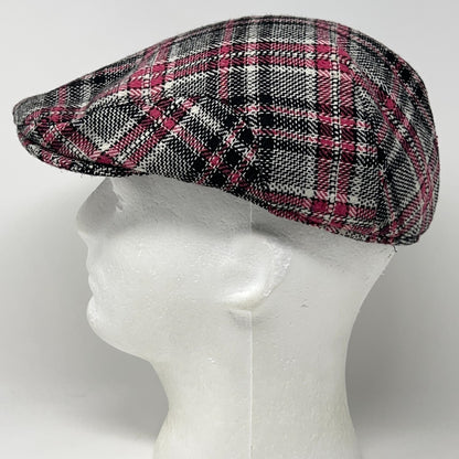 UBI Wool Blend Plaid Flat Cap Hat Ivy Newsboy Cabbie Driving Pink 57cm M Medium