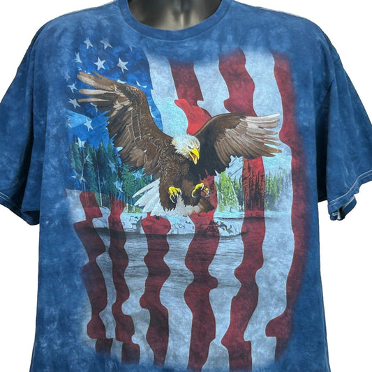 Bald Eagle American Flag T Shirt Liquid Blue USA Patriotic Blue Tie Dye Tee 2XL