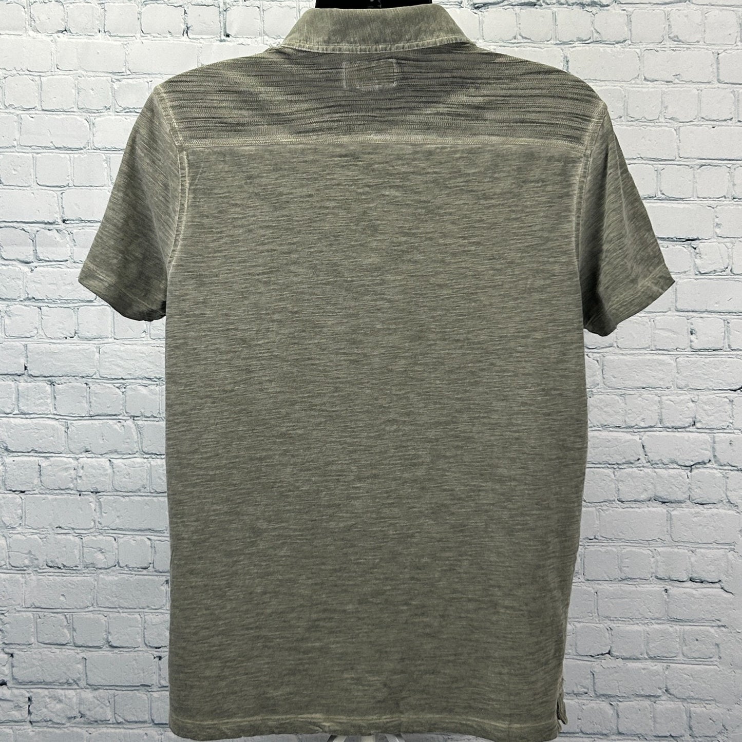 Rock & Republic Polo Shirt Distressed Look Short Sleeve Green L Large