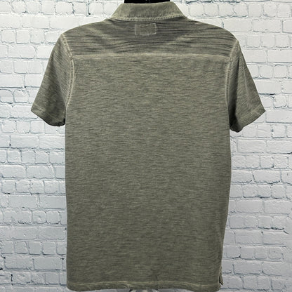 Rock & Republic Polo Shirt Distressed Look Short Sleeve Green L Large