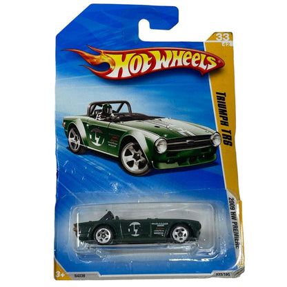 Coche de juguete coleccionable Triumph TR6 Hot Wheels en fundición a presión, color verde, año 2009, estreno en HW, nuevo