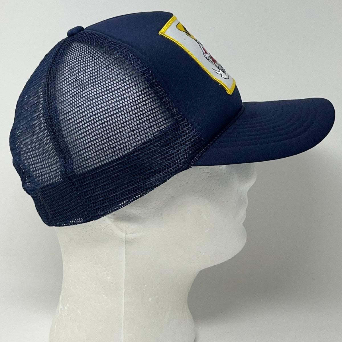 Vintage AMVETS Missouri Veterans Navy Blue Trucker Snapback Baseball Hat Cap