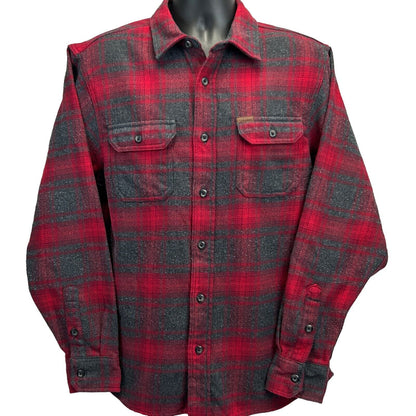 Orvis Plaid Heavyweight Flannel Shirt Jacket Medium Shacket Pockets Mens Red