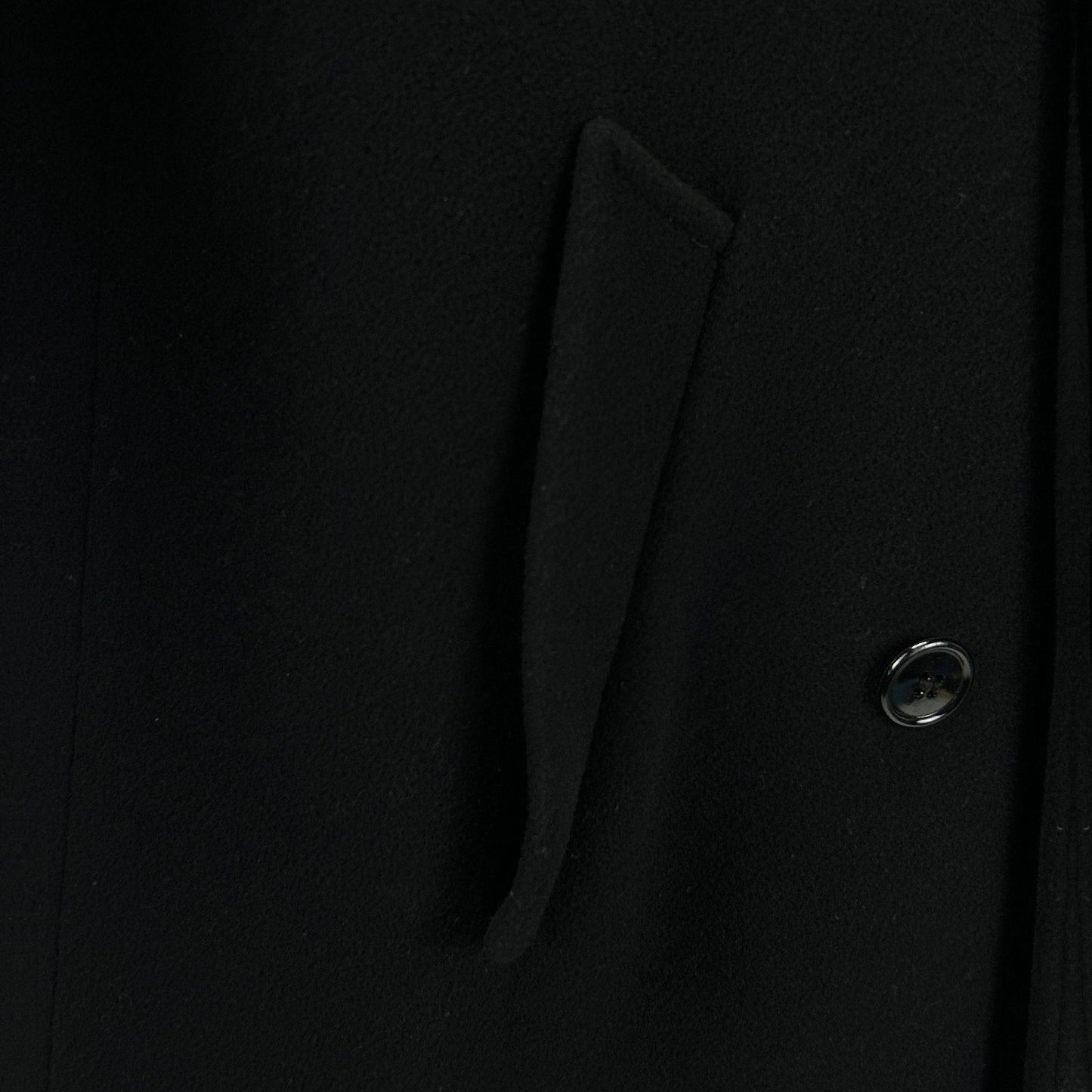 Vintage 90s Kasper Cashmere Blend Double Breasted Overcoat Black 42S 42 Short