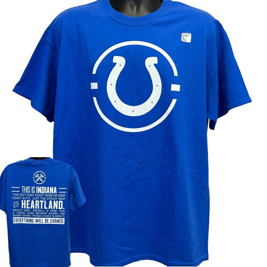 Indianapolis Colts Indiana Heartland T Shirt X-Large NFL Football Mens Blue