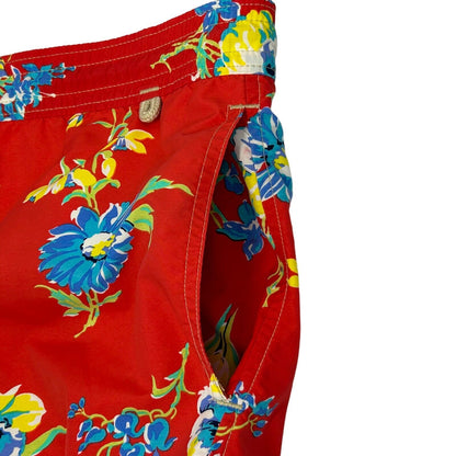 Polo Ralph Lauren Swimming Shorts XXL 2XL Hawaiian Floral Surf Trunks Mens Red