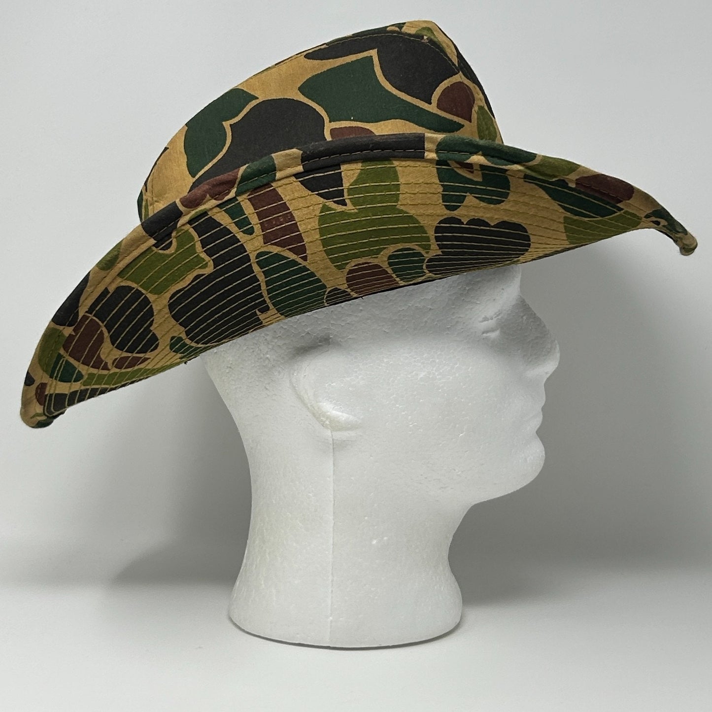 Vintage Camouflage Cowboy Western Hat Camo Army Military Beige S Small 55 cm