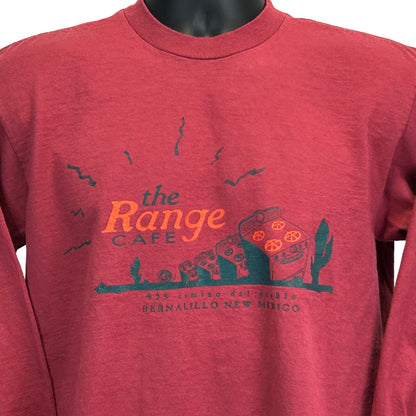 The Range Cafe Vintage 90s T Shirt Medium Red New Mexico Long Sleeve Tee Mens