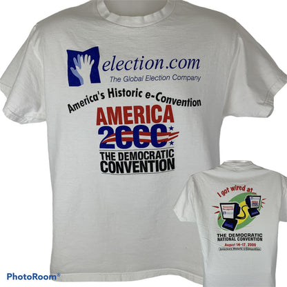 Democratic National Convention Vintage Y2Ks T Shirt Large Election Mens White