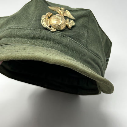 Vintage USMC Marines Utility Cover Hat OD Olive Green Military Cap 6 7/8
