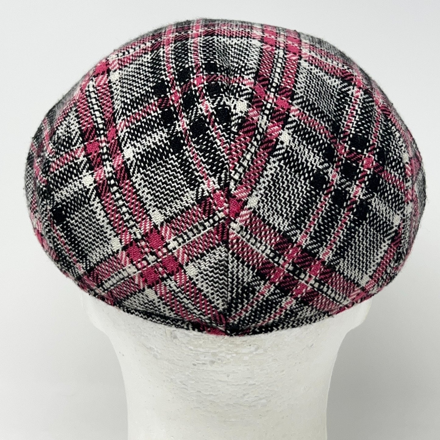 UBI Wool Blend Plaid Flat Cap Hat Ivy Newsboy Cabbie Driving Pink 57cm M Medium