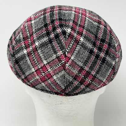 UBI Wool Blend Plaid Flat Cap Hat Ivy Newsboy Cabbie Driving Pink 57cm M Medium