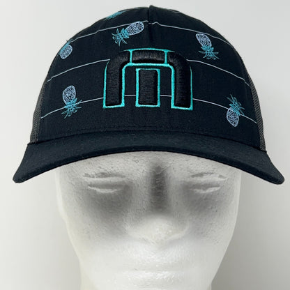 TravisMathew Big Bend Pineapple Trucker Hat Snapback Black Golf Baseball Cap