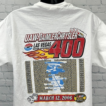 Vintage Y2Ks 2006 NASCAR Las Vegas UAW DaimlerChrysler 400 T Shirt White L Large