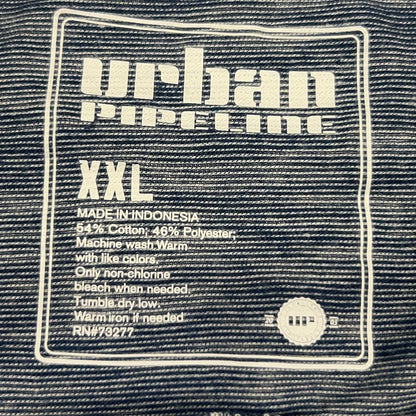Urban Pipeline Henley T Shirt Mens XL X-Large Blue Space Dye Stripes Long Sleeve