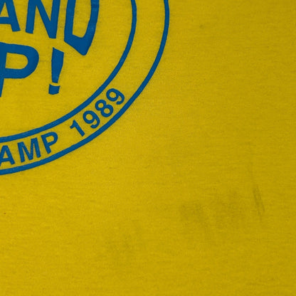 Vintage We Are Not Ashamed Summer Camp T Shirt Mens M Medium Yellow 80s Stand Up