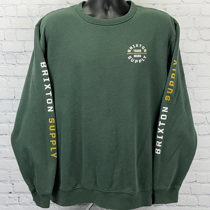 Brixton Supply Sweatshirt Streetwear BRXTN Crew Neck Sweater Green XL X-Large