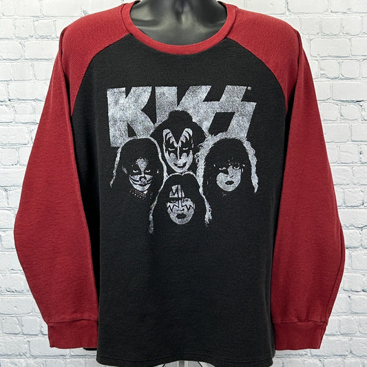 Kiss Thermal T Shirt Rock Band 2017 Black Long Sleeve Mens 2XL XXL