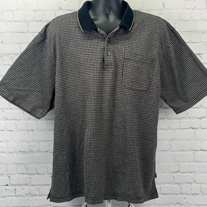 Donald J Trump Golf Polo Shirt Golfer Golfing Check Beige Pocket Mens XL X-Large