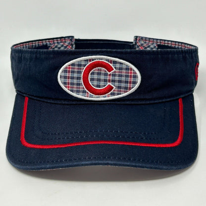 Chicago Cubs Visor Hat Cap New Era Strapback Blue Plaid Baseball MLB