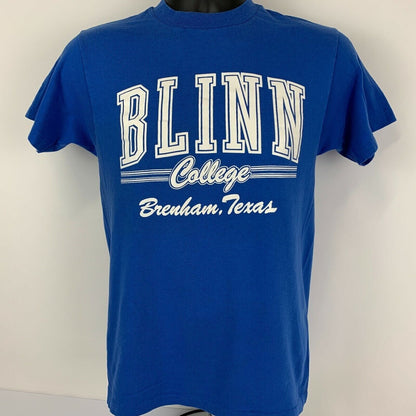 Blinn College Brenham Texas Vintage 80s T Shirt Small Buccaneers USA Mens Blue