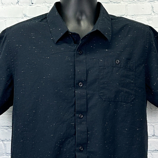 Travis Mathew Button Front Shirt Black Golf Golfer Golfing Short Sleeve L Large - Neon Vintage