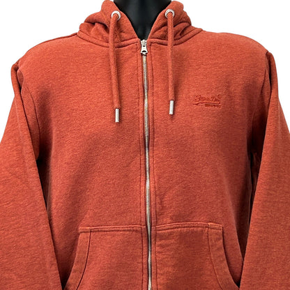 Superdry Hoodie Hooded Sweatshirt Streetwear Logo Full Zip Orange Womens L Large