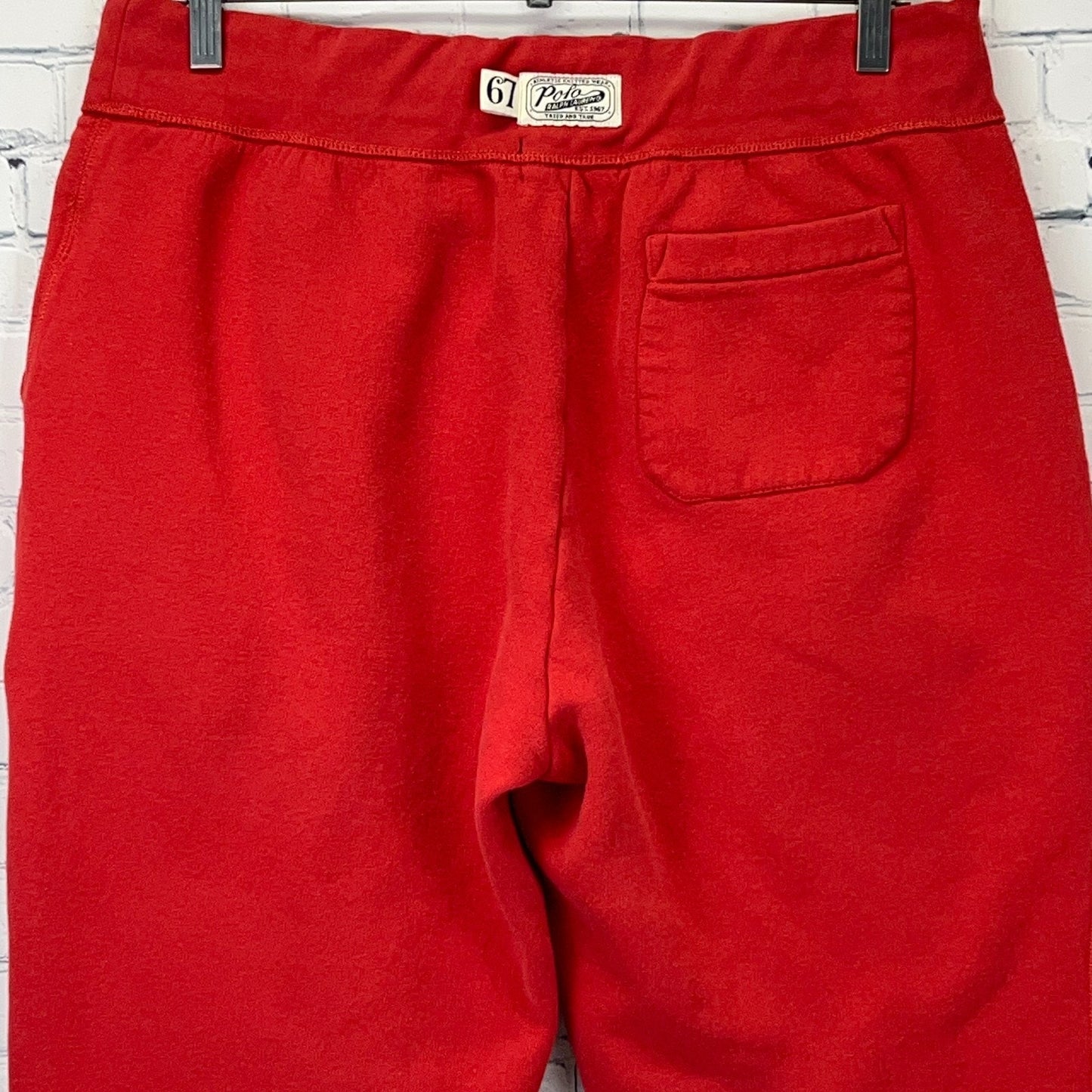 Polo Ralph Lauren Joggers Sweatpants Logo Spell Out Red Pockets Mens L Large