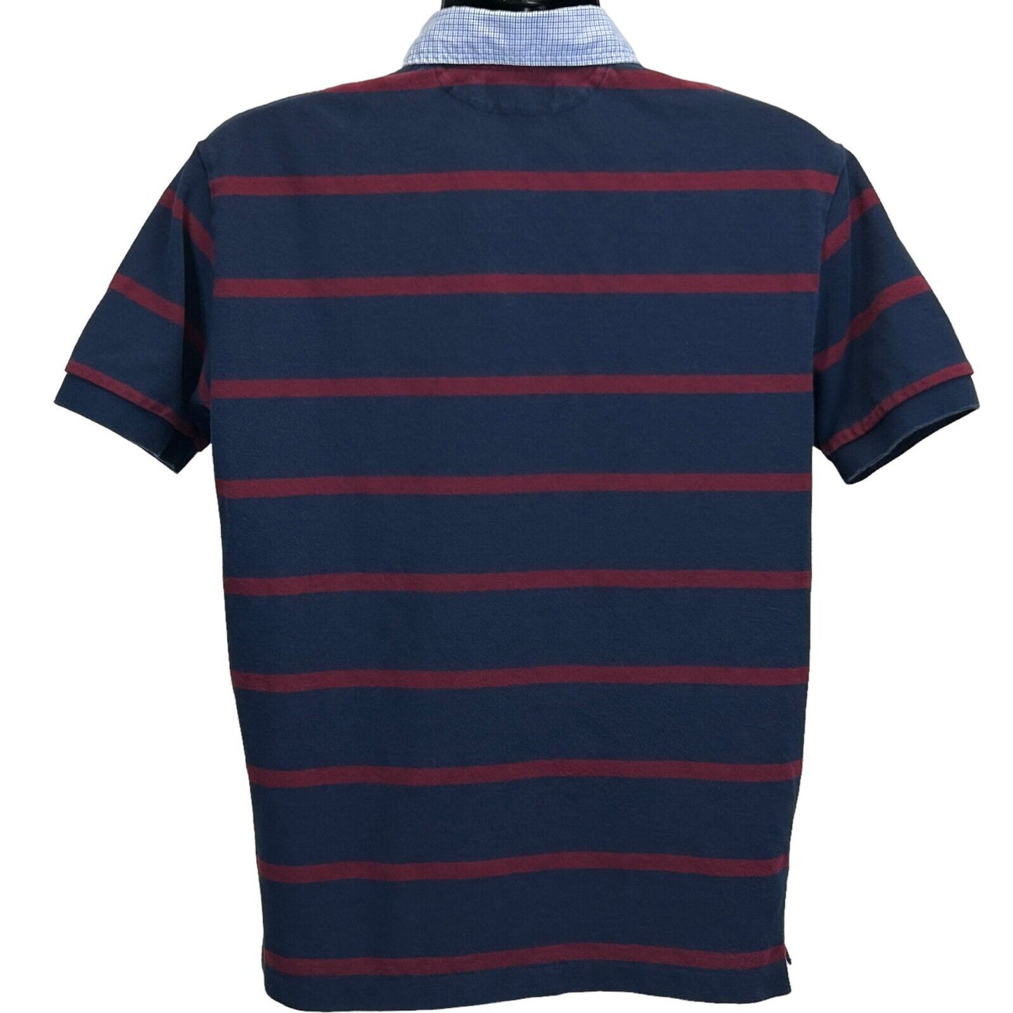 Polo Ralph Lauren Striped Rugby Shirt Large PRL Saddle Maker Crest Mens Blue Red