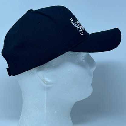 San Diego California Hat Baseball Cap Script 6 Panel Wool Blend Strapback Black